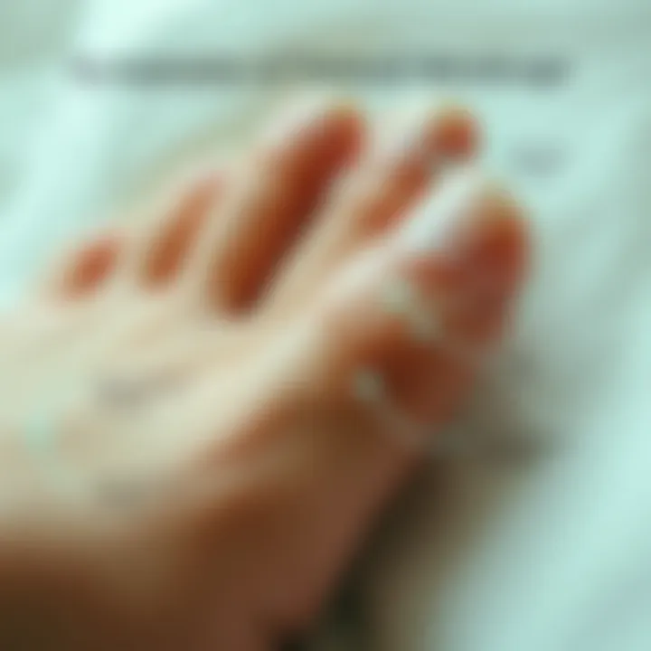 Diagram illustrating the symptoms of toenail breakage and pain