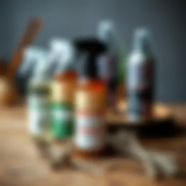 Natural alternatives to hair sprays displayed on a wooden table.