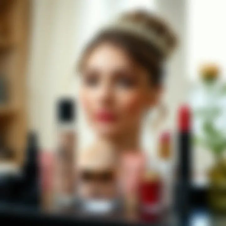 Variety of makeup products for natural bridal look