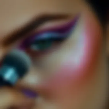 Close-up of glitter eyeshadow application technique