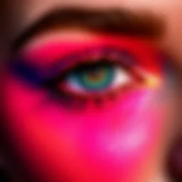 Vibrant eye makeup showcasing a spectrum of colors blending seamlessly