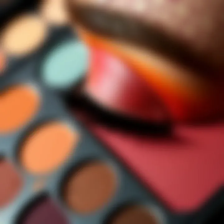 Close-up of a beautifully blended colorful eyeshadow palette