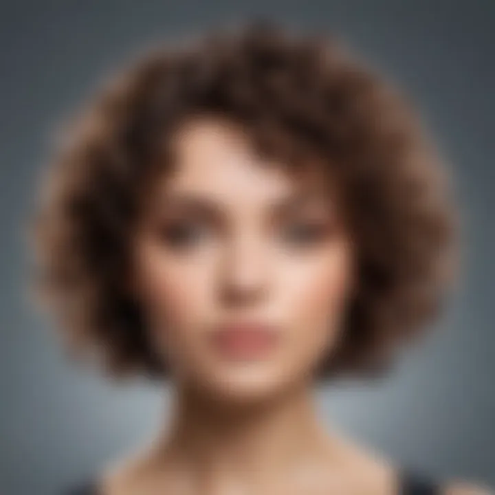 A close-up of a curly haircut tailored to complement round face shapes.