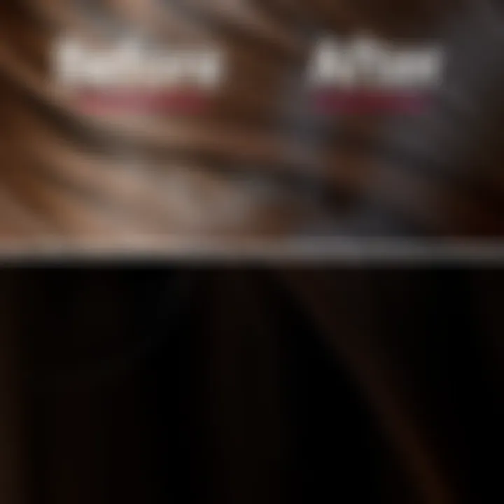 Close-up of hair texture before and after straightening