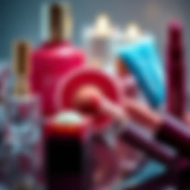 Indulging in Luxurious Lip Care A luxurious lip balm application with a backdrop of beauty essentials