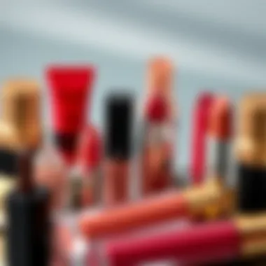 An artistic arrangement showcasing different types of lip gloss tubes