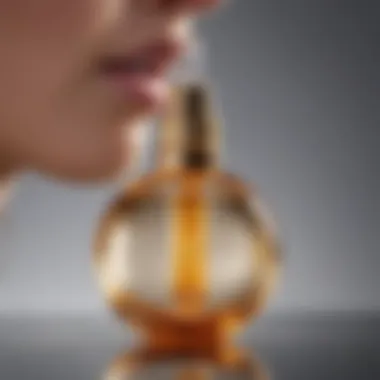 Close-up of vitamin E ampoule with a glistening liquid