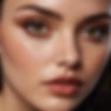 Close-up of brown eyes with highlighted makeup