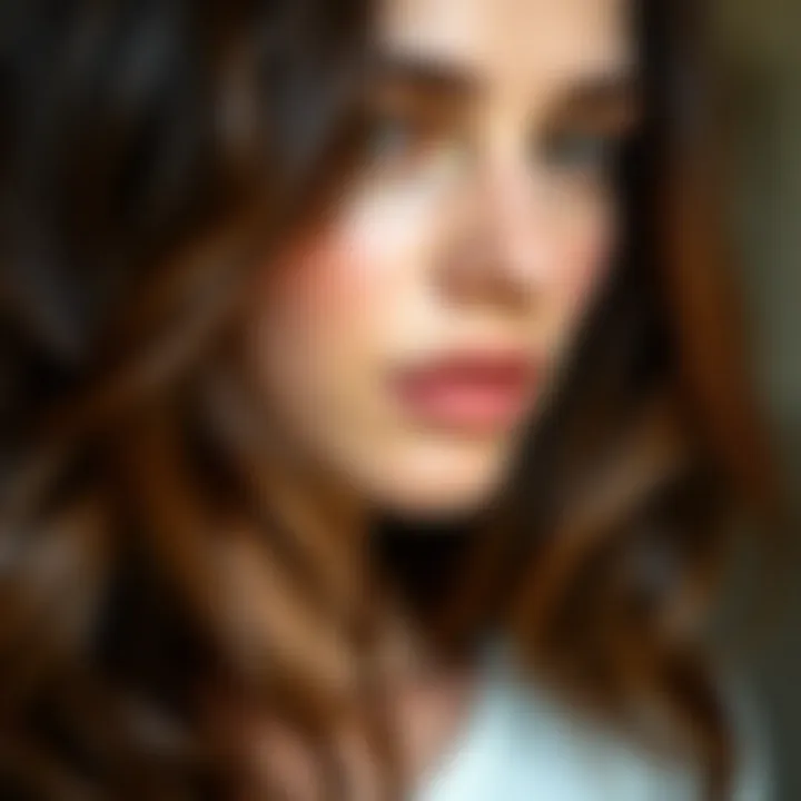 Soft caramel highlights on dark hair