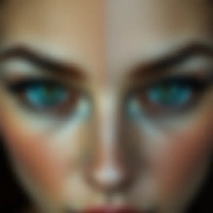 Before and after eyeliner effect on eyes