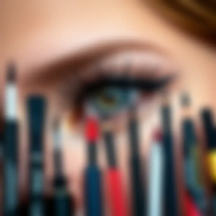 Selection of various eyeliners for makeup