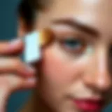 Close-up of a flawless skin complexion with foundation applied.