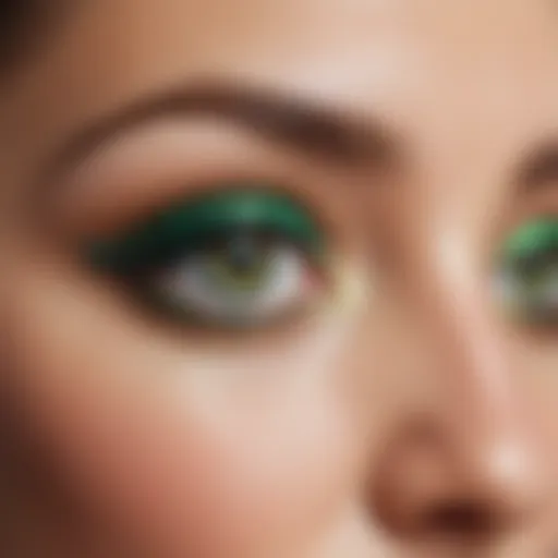 Elegant green eye makeup showcasing various shades