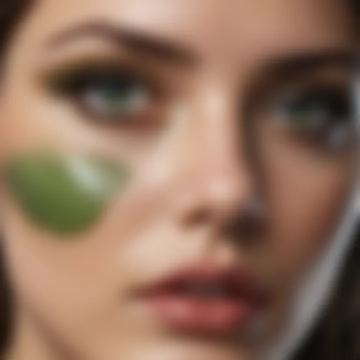 Close-up of green eyeshadow blending techniques