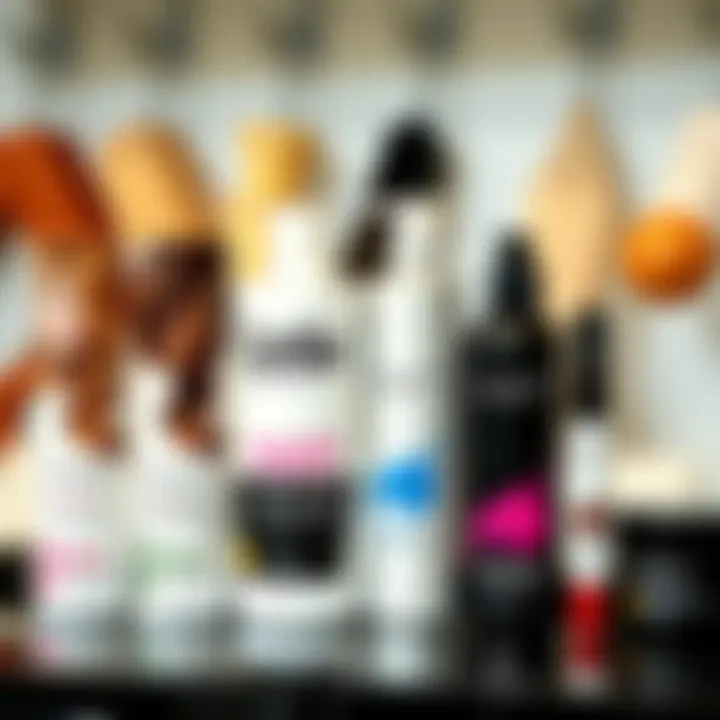 Choosing the Right Products Different hair coloring products lined up for selection