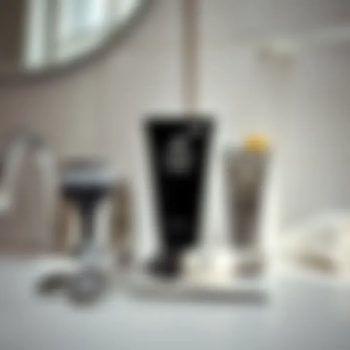 A serene bathroom setting with shaving tools