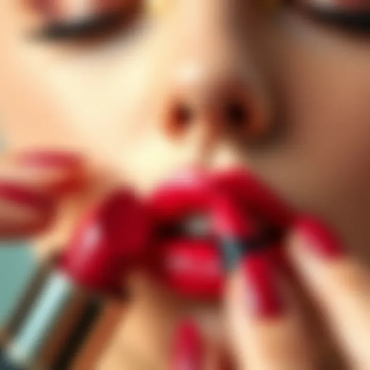 Mastering the Art of Lipstick Application Close-up of lipstick application techniques