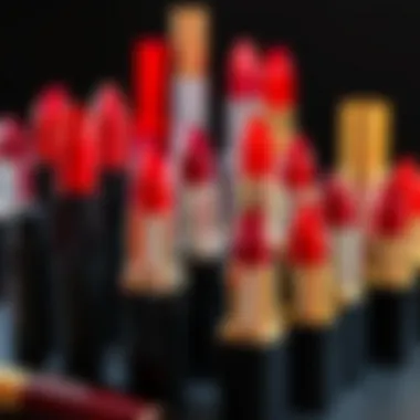 Exploring Top Choices in Red Lipsticks Array of red lipstick products displayed artistically