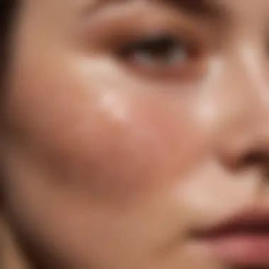 A close-up of brown acne scars on skin