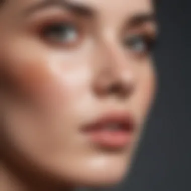 Close-up of skin showing different concealer effects