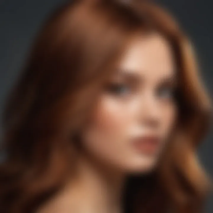 A stunning display of caramel auburn hair color in natural light, showcasing its rich tones.