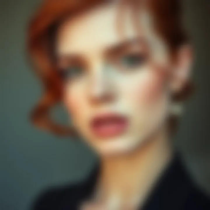 A close-up of Kendall's red hair styled elegantly