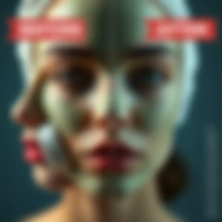 Before and after results of using a face mask