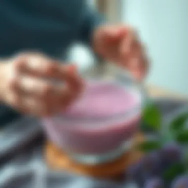 Preparing a revitalizing mask in a bowl