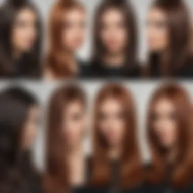 Comparison of Koleston Hair Dye Results Comparison of different hair dye results on hair strands