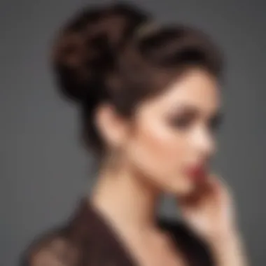 Elegant dark brown hair styled in an updo