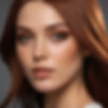 Model displaying the dark chestnut copper hair against a neutral background