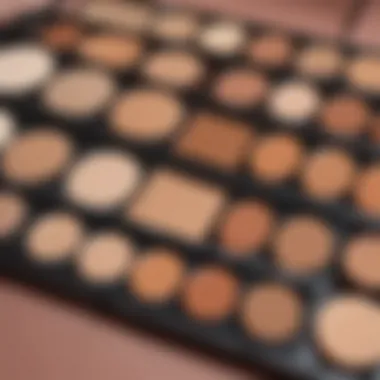 Foundation swatches on a palette showcasing different shades for dry skin.