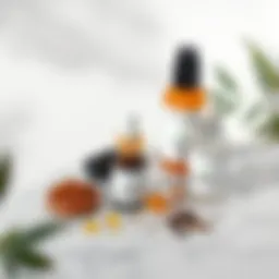 Serum ingredients displayed on a marble surface