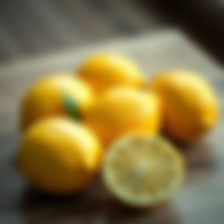 Fresh lemons on a wooden surface