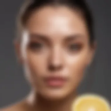 Close-up of glowing skin after using a lemon mask