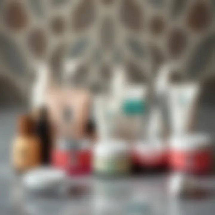 Diverse Moisturizer Selection A collection of various moisturizers arranged artistically