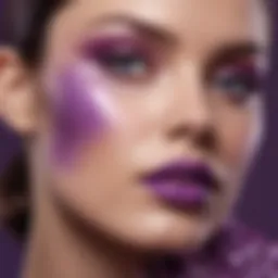 Aesthetic blend of purple with complementary colors in cosmetics