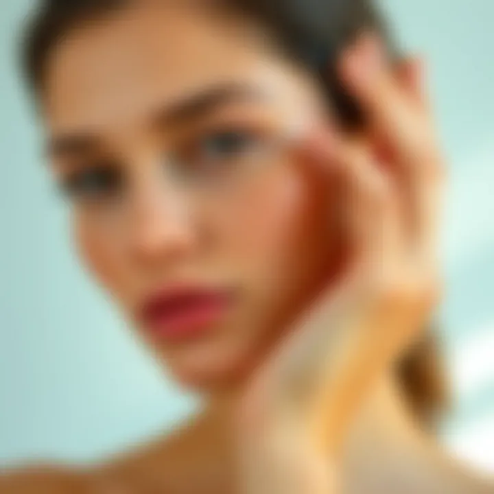 Perfecting the Pink Foundation Application Technique A model showcasing the application of pink foundation on her skin