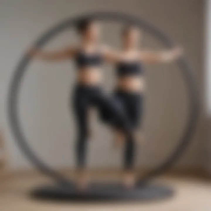 Demonstrating Pilates circle techniques for balance