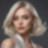 Radiant platinum hair styled in an elegant fashion, showcasing depth and shine.