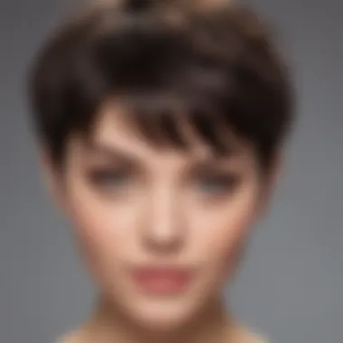 Playful pixie cut featuring soft front bangs