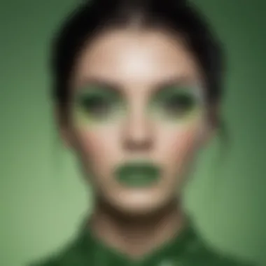 Artistic representation of the psychological effects of green in makeup