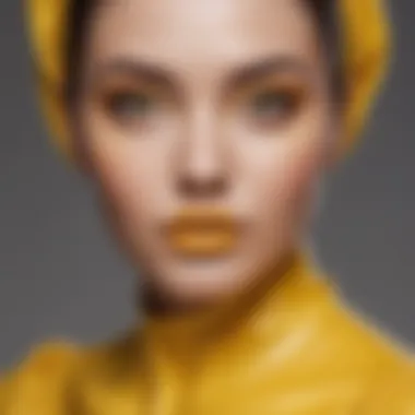 Close-up of a radiant complexion styled with yellow attire.