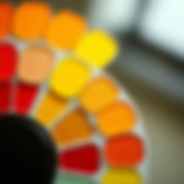 Color wheel demonstrating shades of orange to yellow