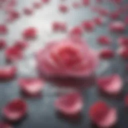 A serene view of rose petals in water, symbolizing the essence of rose water for skincare.