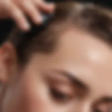 Close-up of scalp during massage