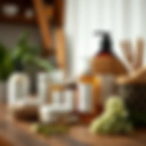 Natural Hair Care Products A serene scene depicting natural hair care products on a wooden table