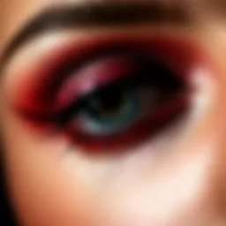 Close-up of shimmering eyeshadow reflecting light