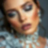 Elegant silver makeup look with shimmering accents