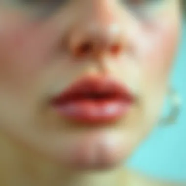A close-up of skin showing acne scars